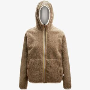 K-WAY Lily Polar Reversible Hoodie Jacket White Milk Beige Taupe